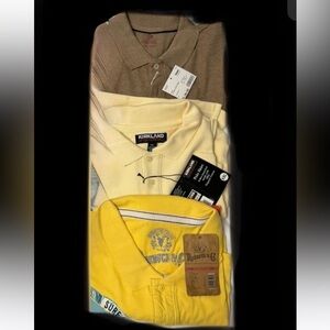 3 Polo Style Shirts Beige/Yellow, XXL, NWT